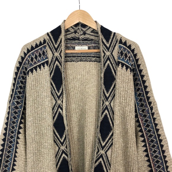 Lucky Brand Southwestern Aztec Knit Open Front Chunky Cardigan Sweater Size XL - Picture 3 of 12